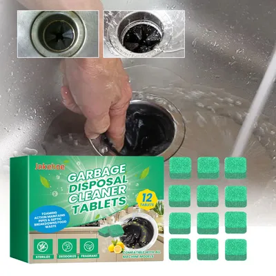 12PCS/Box Drain Garbage Disposal Cleaner Tablets Cleaner for Kitchen Sink Safe Pipe Deodorizer Bio Waste Remover Fast Dissolving