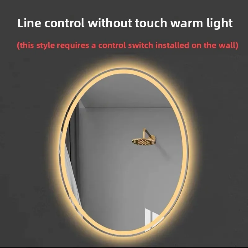 LED-Antibeschlagspiegel in Sonderform mit leichtem Touchscreen, hochwertiger ovaler kleiner modischer 40 * 60 cm ovaler intelligenter Badezimmerspiegel