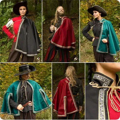 Mittelalterlicher Tudor-Umhang mit halber Schulter, Ren Faire, Herren- und Damen-Cavalier-Schulterumhang, Renaissance-Schal, Larp-Umhang, Musketier-Umhang Image