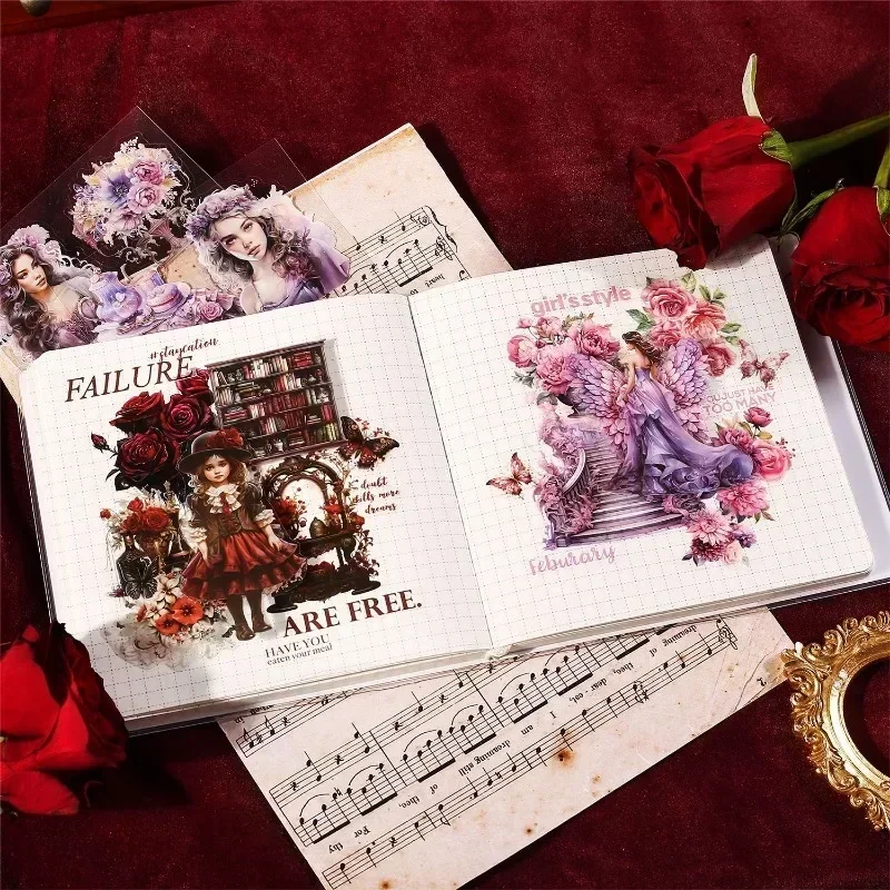 Barocke Garten-Chroniken-Stickerbuch, 4 historische Figuren, 20 Stück Image