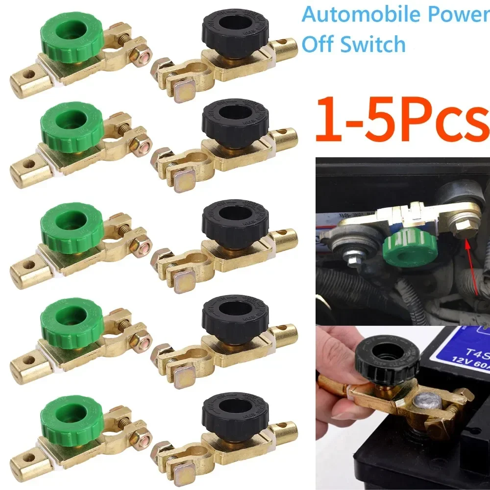 1–5 Stück robuster Batterie-Trennschalter, Trennschalter, 12 V, 24 V, grün, 17 mm, passend für Standard-Negativterminal-Autozubehör Image