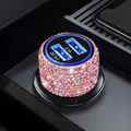 Caricabatteria da auto USB 3 in1 5V 2.1A adattatore di ricarica rapida a doppia porta caricabatterie per telefono presa adattatore per auto accendisigari Bling Car Decor