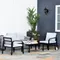 Outsunny 4pcs Garden Sectional Loveseat Chairs Table Furniture w/ Cushion, Black