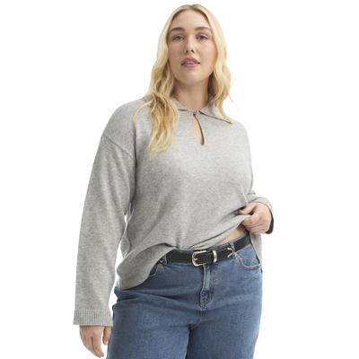 Plus Size Women's Polo Shirt Sweater by June+Vie in Heather Grey (Size 14/16)