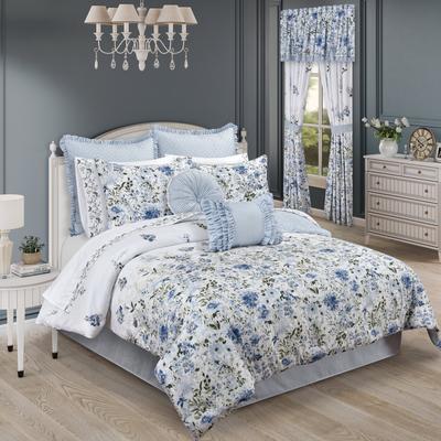 Kourtney 4 Piece Comforter Set by Royal Court in Blue (Size KING)