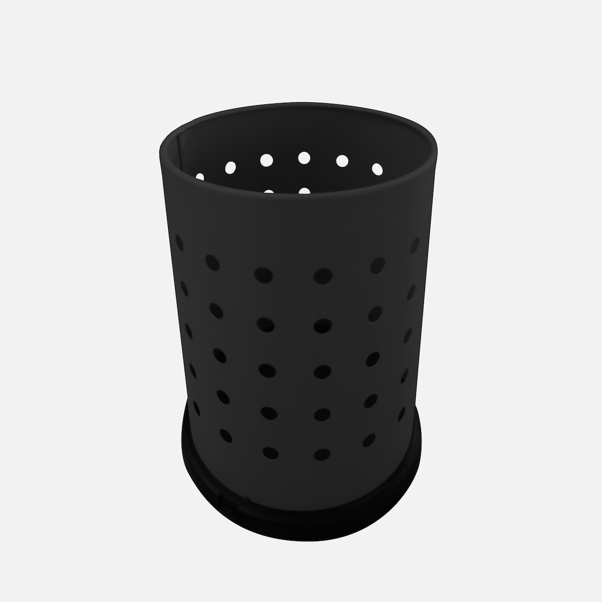 Stil Casa Innenabfalleimer, perforierter lackierter Stahl, Ø 24xh. 40 cm, Schutzrand aus Kunststoff, 15 Liter, schwarz. Image
