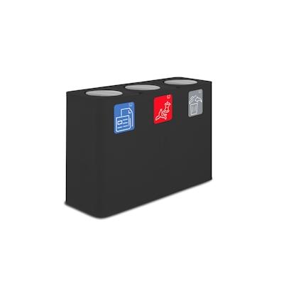 Stil Casa PURE Abfallsammelsystem, lackierter Stahl, 115x38xh. 80 cm, Abdeckung mit kippschwenkbarem Deckel, 300 Liter, schwarz. Image
