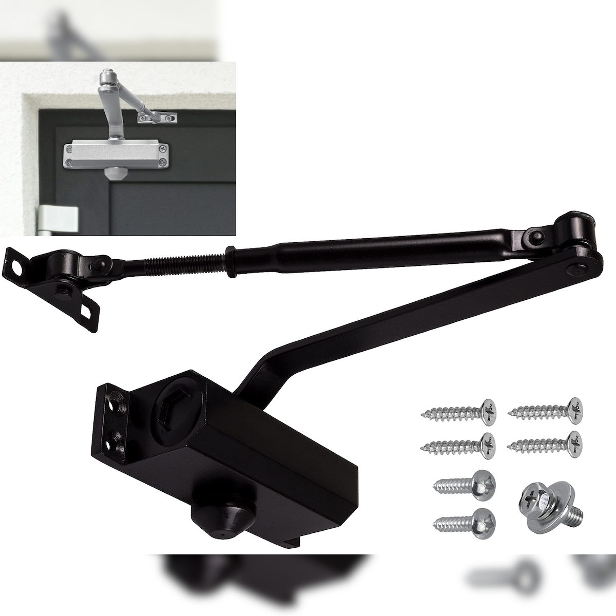 ID Dinkel Türschließer Hydraulischer Torschließer Tür Tor SELBSTSCHLIEßER einstellbar MINI 15-30kg SCHWARZ Image