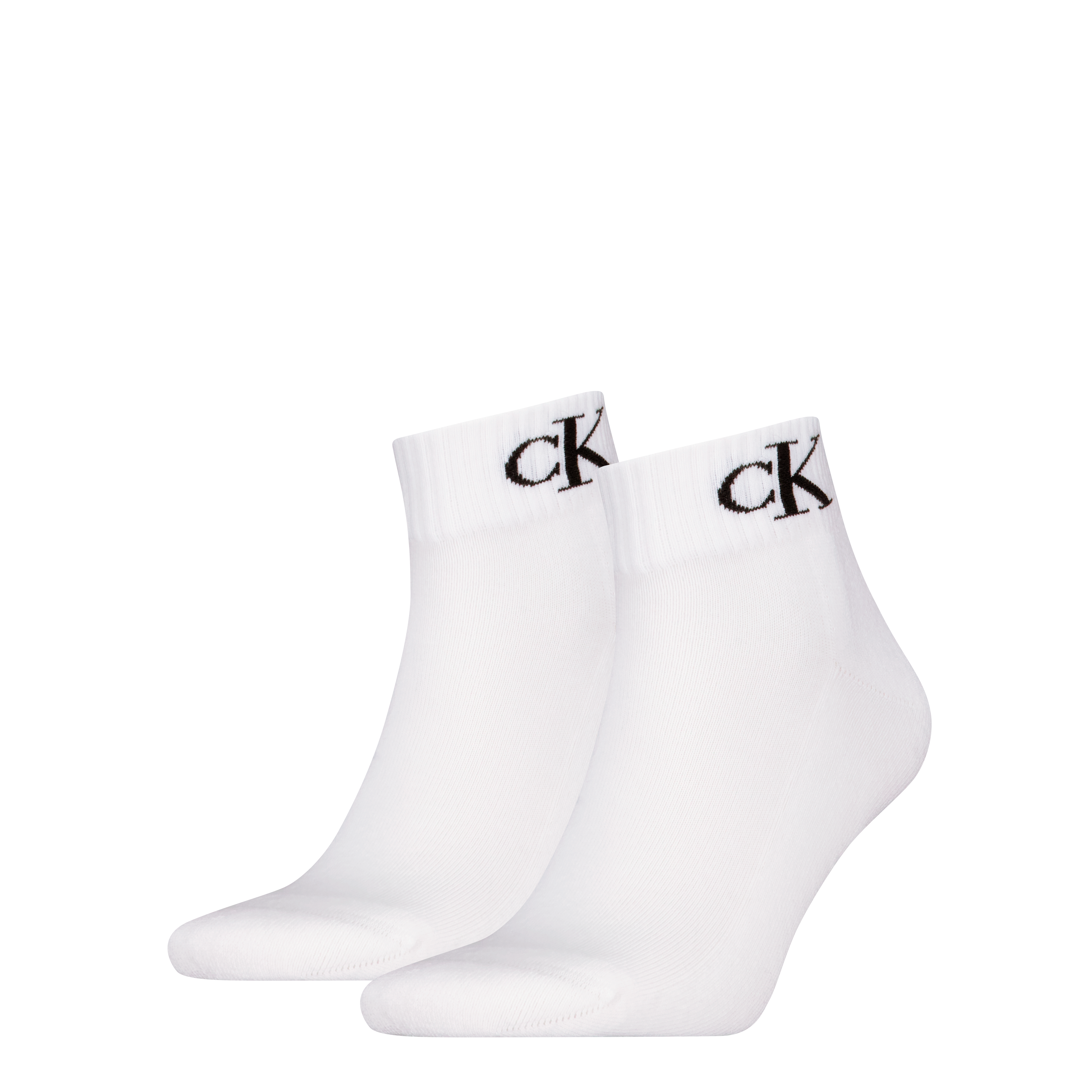 Kurzsocken CALVIN KLEIN JEANS "CKJ MEN QUARTER MONOGRAM", Herren, Gr. 43-46, weiß, Baumwollmischung, normal, Socken, mit dezenter Logostickerei, komfortable Frotteesohle Image