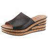 Pantolette GABOR, Damen, Gr. 35, schwarz, Kalbsleder, unifarben, klassisch, Schuhe, Keilabsatz, Sommerschuh, Schlappe, raffinierte Absatzgestaltung