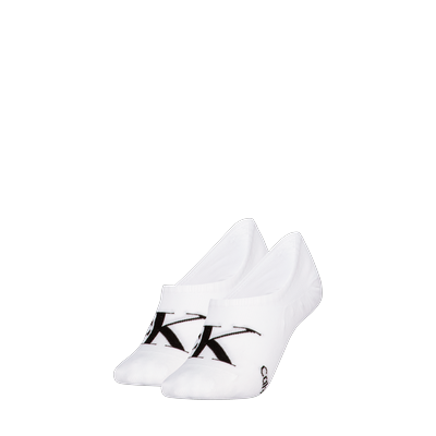 Füßlinge CALVIN KLEIN JEANS "CKJ WOMEN FOOTIE HIGH CUT 2P MONOGRAM", Damen, Gr. 39-42, weiß, Baumwollmischung, Socken, Mit großer Logostickerei vorn Image