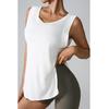 Damen Schlitz Rundhals Aktiv Tanktop