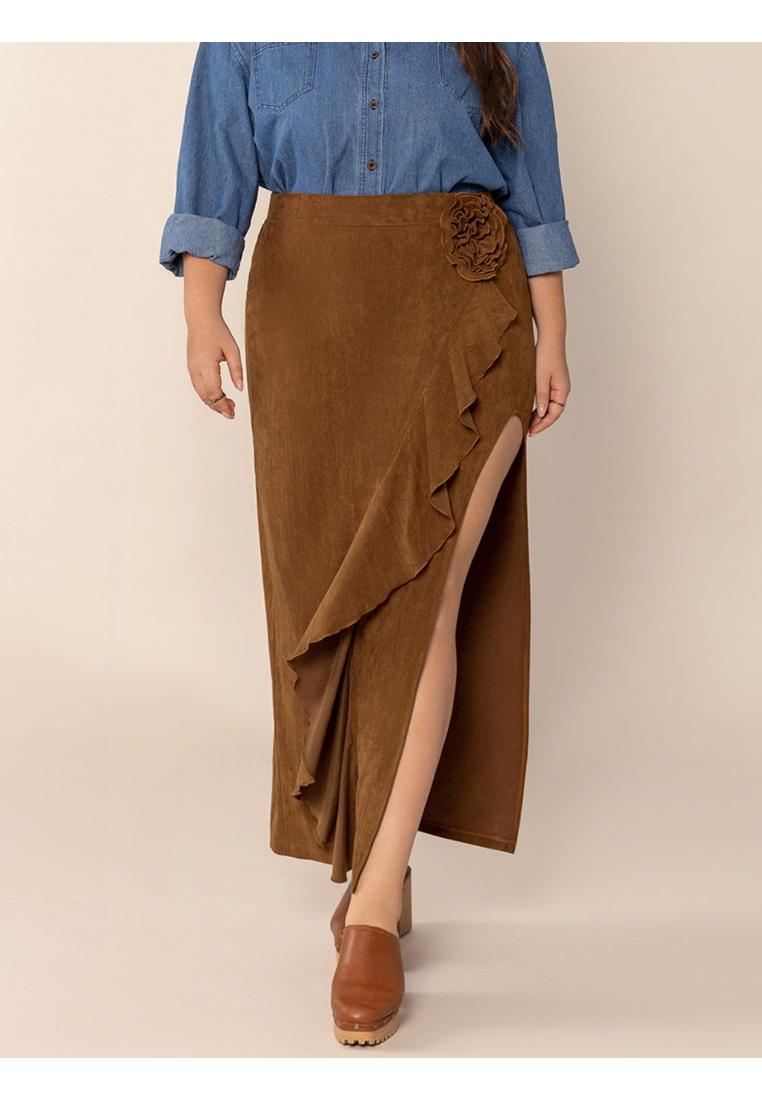 Damen Plus Size Rüschenspalte Hohe Taille Rock Image