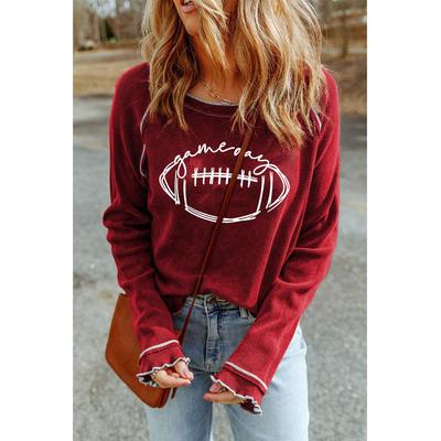 Rotes Game Day Rugby Football Grafik Thermostricktop Image