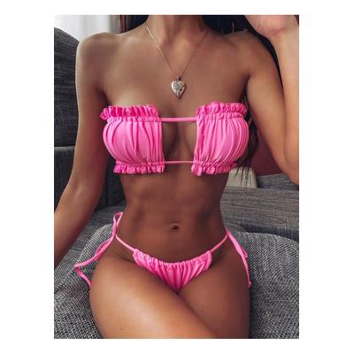 Damen-Bikini-Set mit Rüschendetails und Raffungen Image