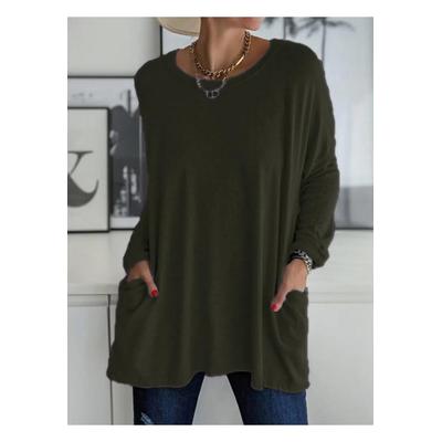 Damen T-Shirt mit Rundhalsausschnitt und langen Ärmeln in voller Größe Image