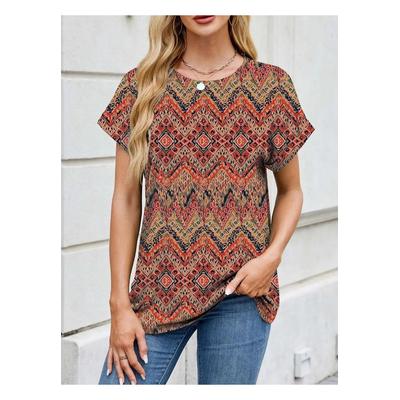 Damen Bedrucktes Rundhals Kurzarmshirt Image