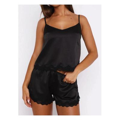 Damen Spitzen-Detail Cami und Shorts Set Image
