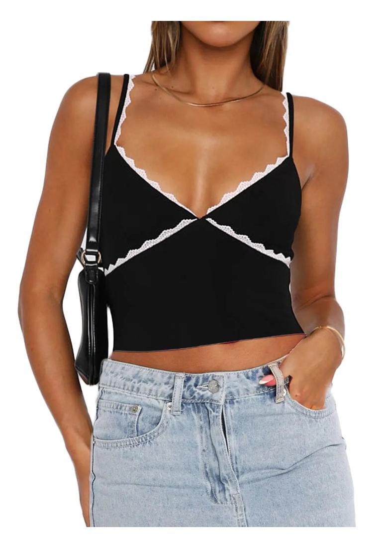 Damen Camisole mit Spitzendetails und kontrastierenden Akzenten Image