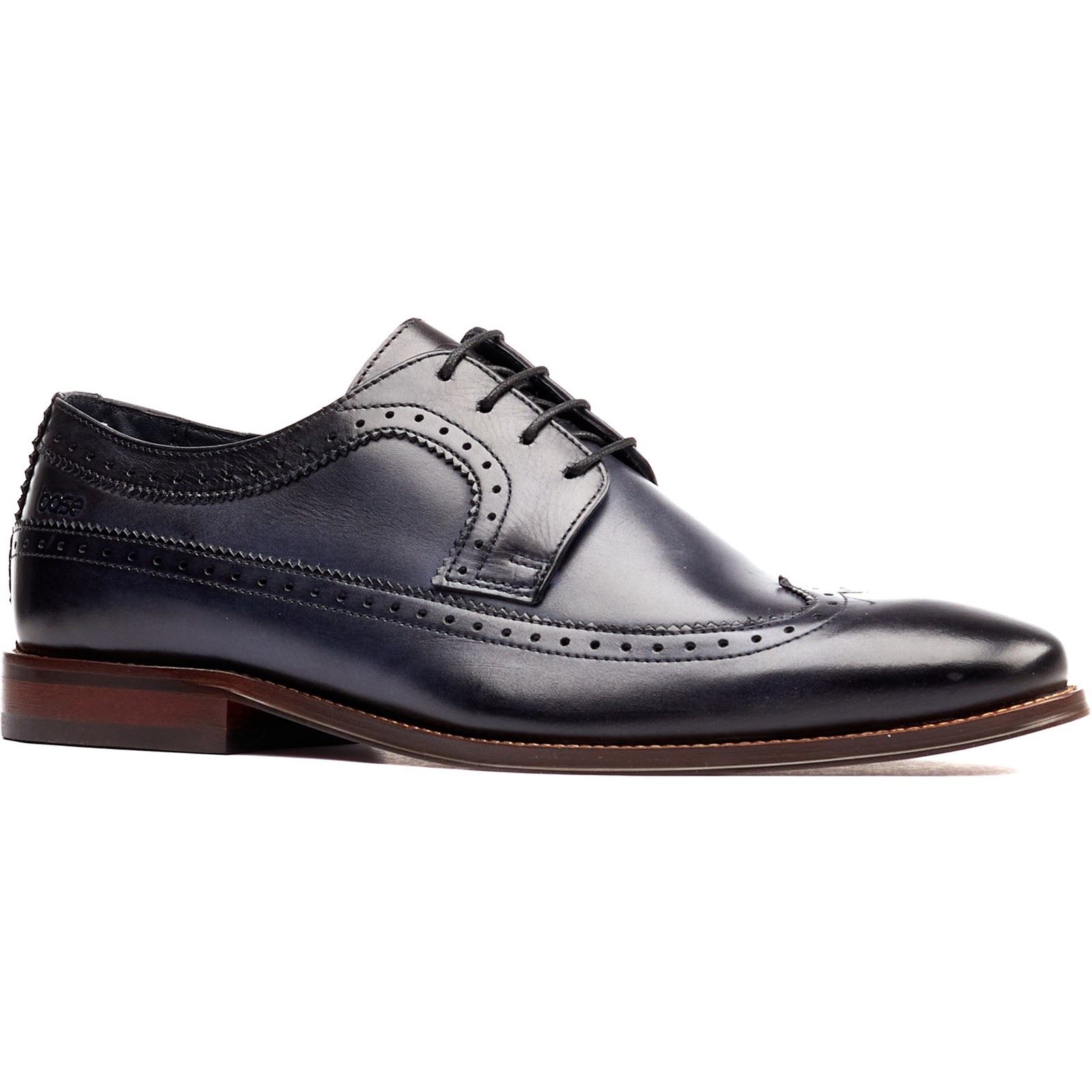 Base London Havisham Leder Herren Derby Schuhe in Marineblau