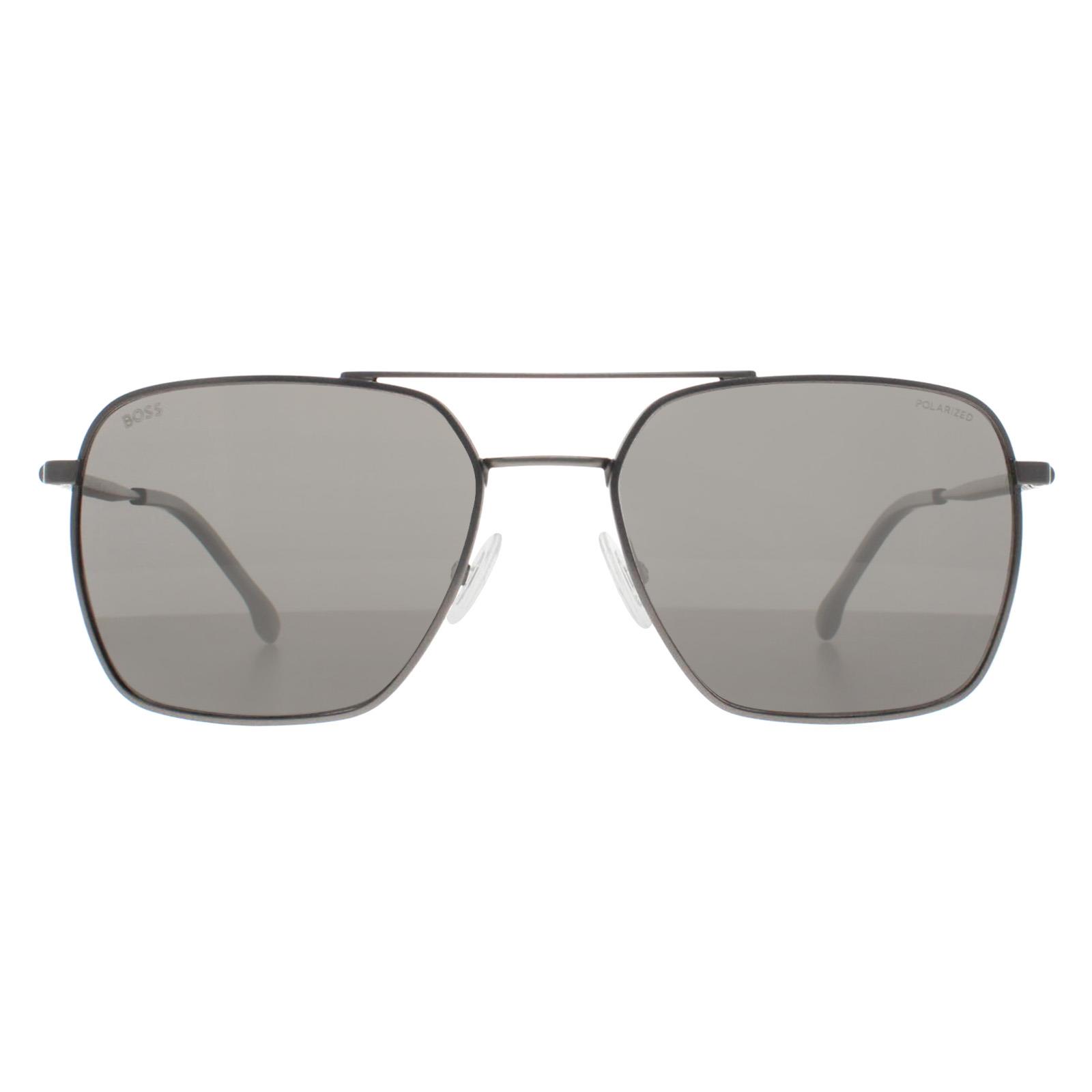 Hugo Boss Aviator Herren Matt Dunkel Ruthenium Grau Polarisierte BOSS 1414/S