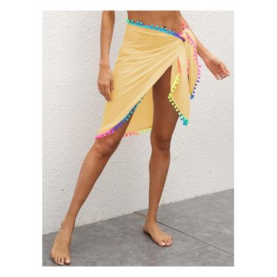 Damen Schwimmrock mit Regenbogen-Pomponbesatz Image
