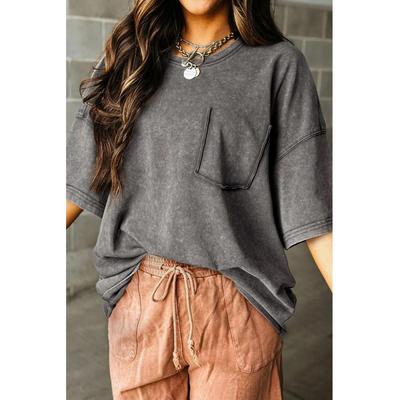 Damen Mineralwasch Halbarm Vintage T-Shirt Image