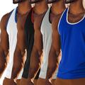 Canotta da uomo in 4 pezzi, canottiera senza maniche, senza maniche, scollo a U, scollo tondo, estivo, tinta unita, tinta unita, alla moda, sportivo, classico, tinta unita, strada, casual, sportivo,