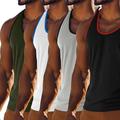 Canotta da uomo in 4 pezzi, canottiera senza maniche, senza maniche, scollo a U, scollo tondo, estivo, tinta unita, tinta unita, alla moda, sportivo, classico, tinta unita, strada, casual, sportivo,