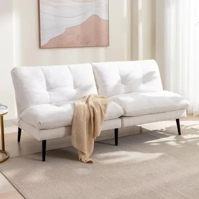 Living Room Sofa with Adjustable Backrest, Convertible Sleeper Futon Couch for Apartment, Bedroom, Living Room Sofa