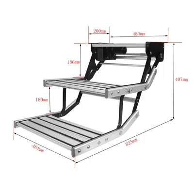 12V Dual-Layer Electric RV Step Telescopic Folding Stair with LED Aluminum Heavy-Duty 200kg for Caravan Camper Motorhome