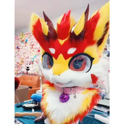 Orange Fursuit Husky Fox Maskottchen (Kopf) Halloween Party Pelz Cosplay Image