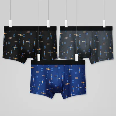 5 Stück Herrenunterwäsche, antibakterielle flache Hose aus reiner Baumwolle, atmungsaktive, bedruckte, dünne, große, kurze Sommerhose, komplett aus Baumwolle f Image