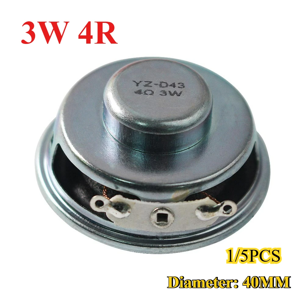 1–5 Stück 3 W 4R Mini-Lautsprecher-Horn, Durchmesser 40 mm, Verstärker-Gummidichtung, Lautsprecher 3 Watt, 4 Ohm für Arduino Image