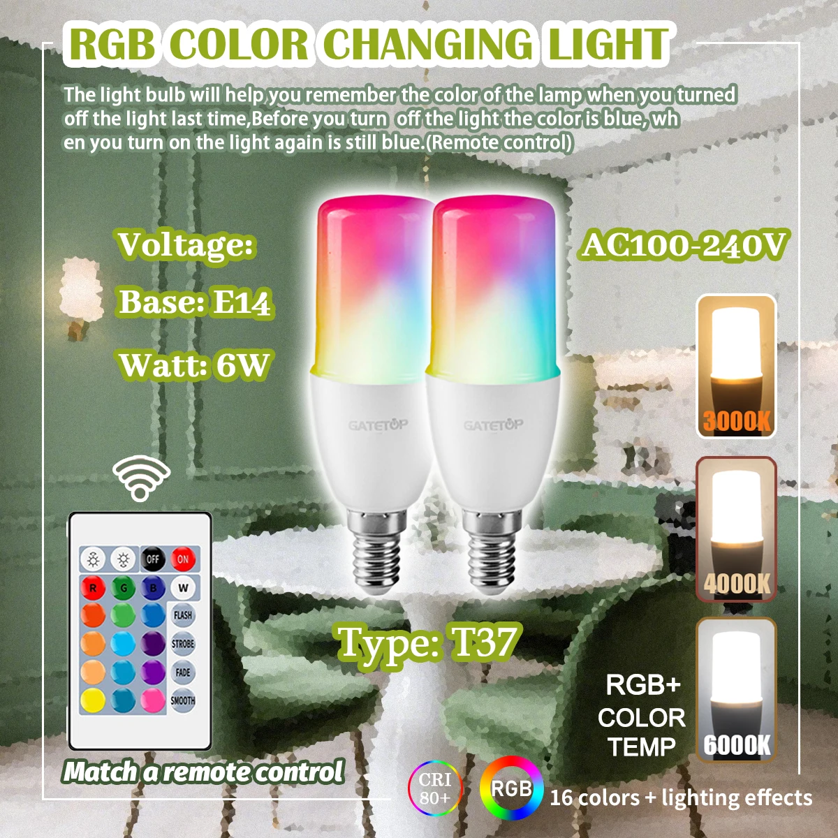 1-10PCS Fernbedienung E14 16 Farben RGB Led-lampe 24 Schlüssel Dimmbar 6W AC100-240V Bunte Änderung für Schlafzimmer Wohnzimmer Lampen