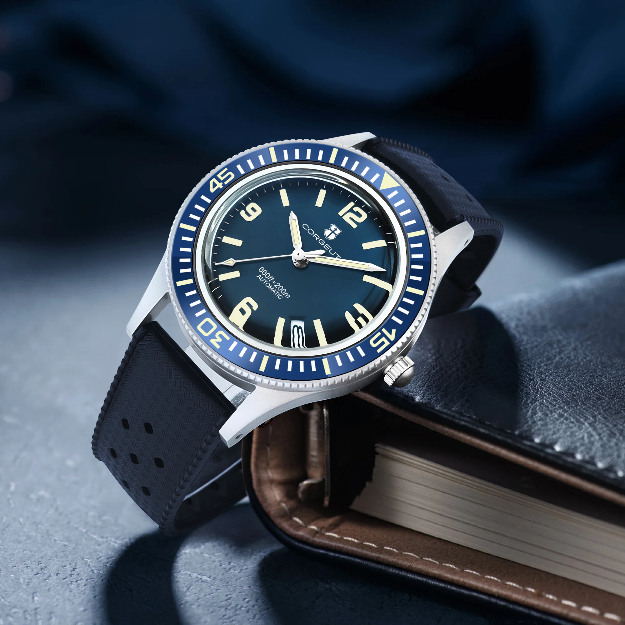 CORGEUT Gewölbtes Saphirglas NH35 Vintage 40 mm Automatikuhr für Herren Leuchtende 120 Klicks Lünette 20 atm mechanische Armbanduhr Image