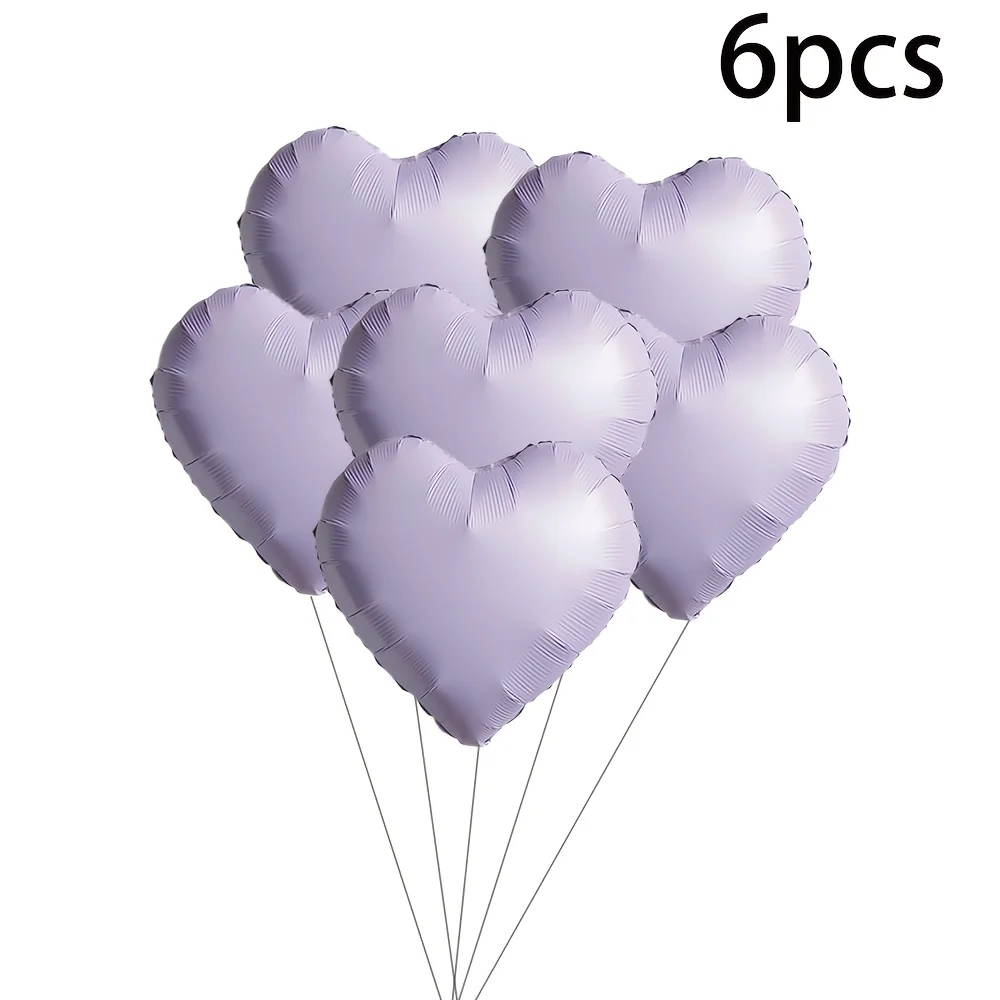 6 Stück matt lila herzförmige Folienballons Herzballon für Geburtstag, Jahrestag, Hochzeit, Valentinstag, Dekoration, Geschenke Image