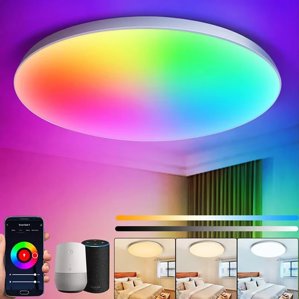 LED Smart Bluetooth Decke Licht RGB Wohnzimmer Dekoration Tuya Decke Panel Dimmen Bluetooth Steuerung Alexa Hause Decke Lampe