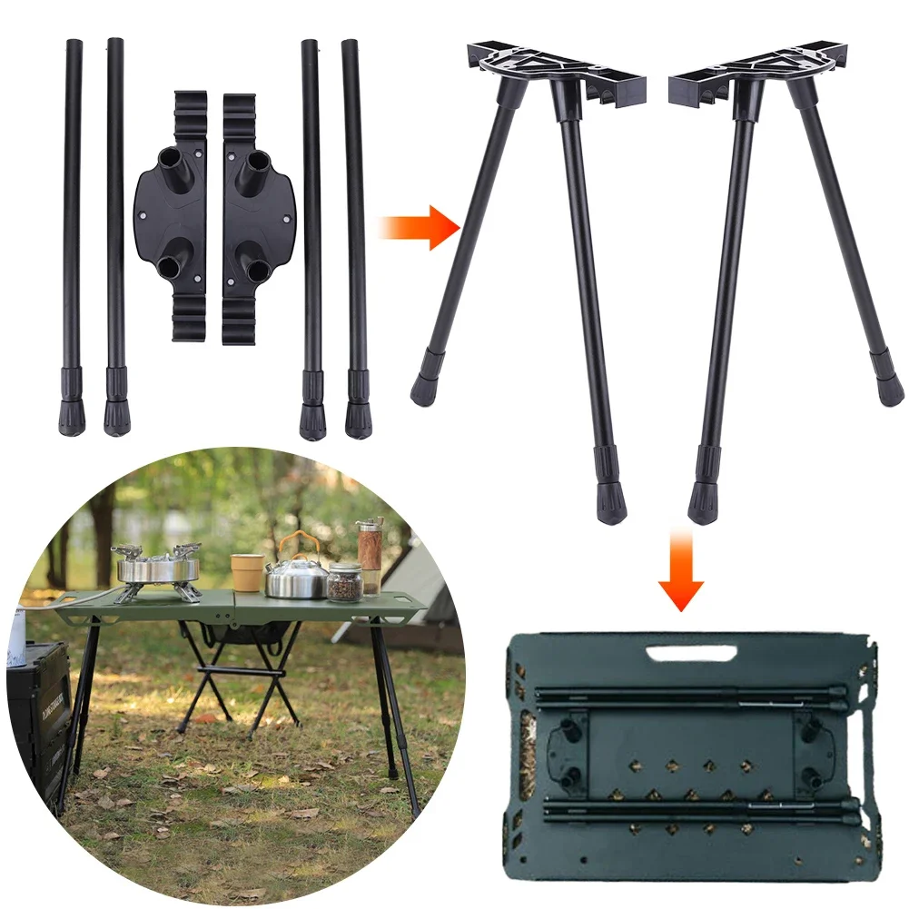 Klappbare Campingtischbeine aus Metall, faltbare Tischbeine, höhenverstellbare Möbelbeine, DIY-Campingausrüstung, Outdoor-Reisen Image