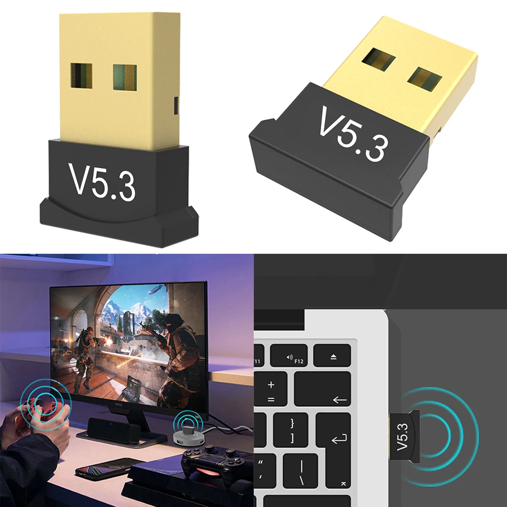 USB Bluetooth-Kompatibel 5,3 Adapter Unterstützung Windows 11/10/8,1 BT Audio Sender Musik Empfänger Adapter für Desktop PC Laptop Image