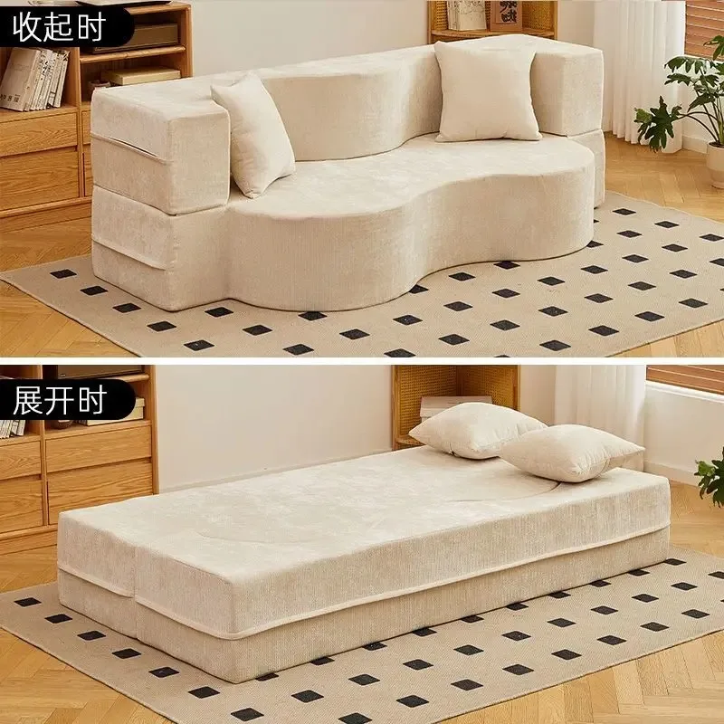 Nordic Lazy Sofa Klappschlafsofa Kleine Wohnung Sitzen und Schlafen Doppeltes abnehmbares und waschbares integriertes Dual-Purpose-Sofa Image