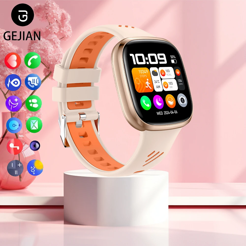 GEJIAN Neue Smartwatch, HD-Touchscreen, mehrere Sportmodi, Sporttraject, Bluetooth, Anruf, Herzfrequenzüberwachung, Smartwatch Image