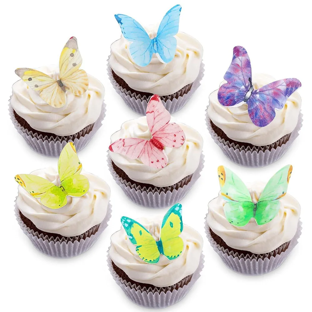 160/48 pezzi toppers per cupcake con farfalle di carta toppers per torta con farfalle colorate 3D per decorazioni per torte per feste di compleanno di nozze