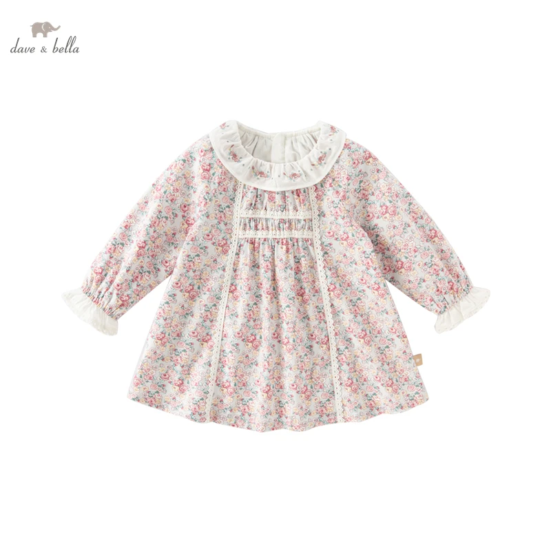 Dave Bella Baby Mädchen Kleid koreanischen Stil Blume Langarm Kleid Baby Prinzessin Kleid Kleinkind Kleinkind Kleidung db3222446 Image