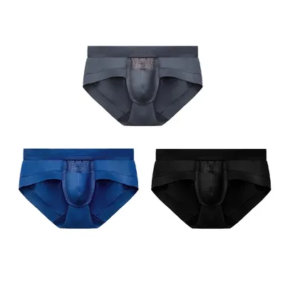3 Stück Herren-Slips, U-konvexer Beutelmodus, sexy, atmungsaktiv, antibakteriell, für Jugendliche, niedrige Taille Image