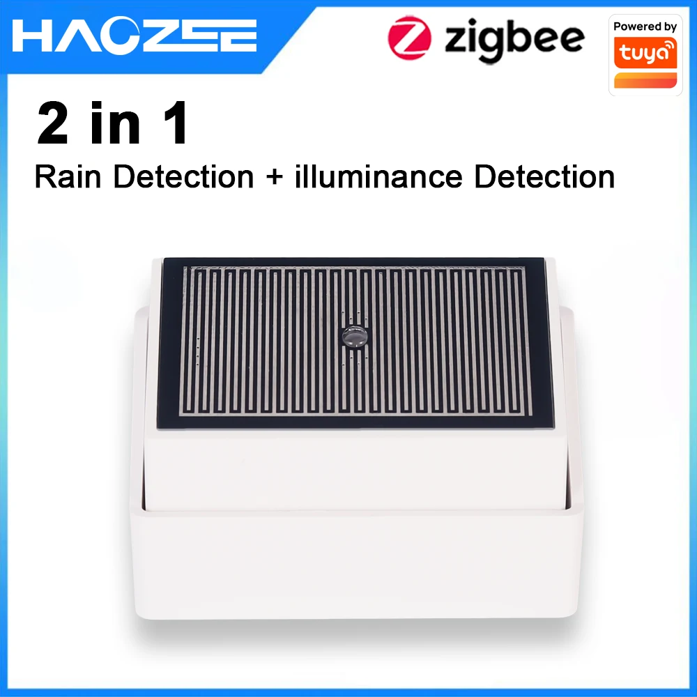 Haozee Tuya Zigbee Regentropfen-Erkennungssensor mit Lichtdetektor IPX4 Outdoor Wasserdicht Unterstützung Home Assistant Zigbee2mqt Image