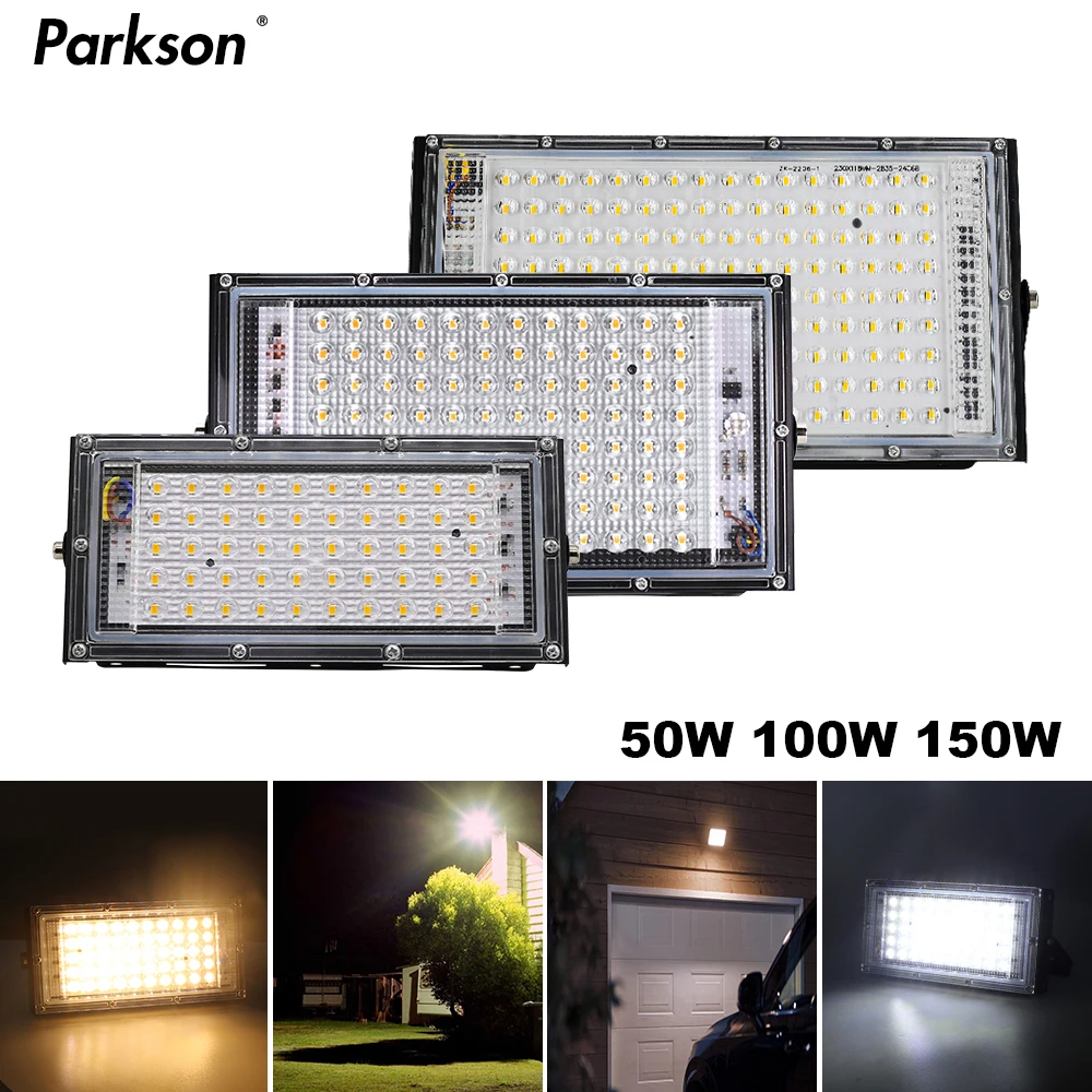 50W 100W 150W LED Flutlicht Wasserdicht AC 220V IP65 Outdoor Flutlicht Scheinwerfer LED Reflektor straße Lampe Landschaft Beleuchtung Image
