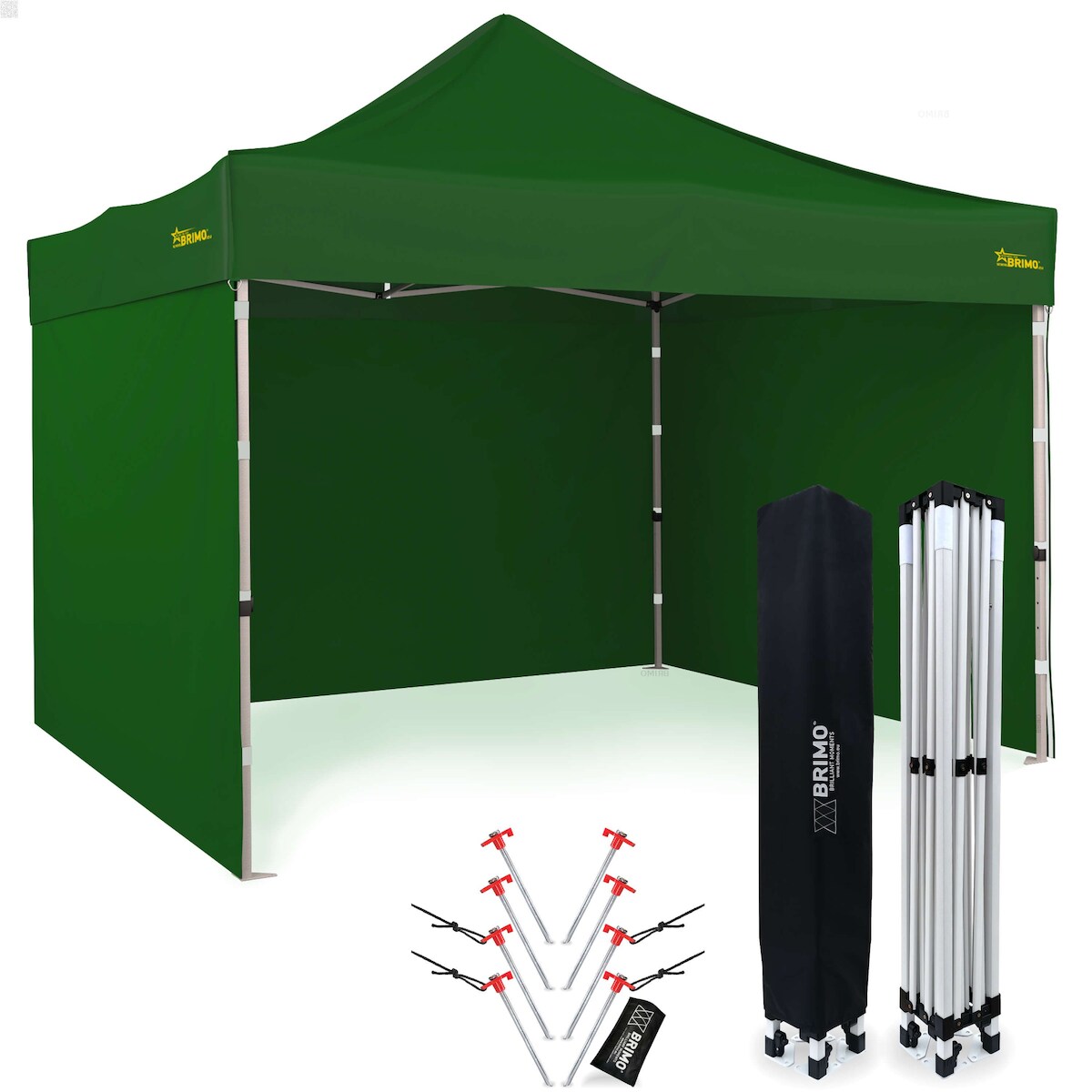 BRIMO Faltpavillons Garten zelt 3x3 m - mit 3 Wänden - Grün Image