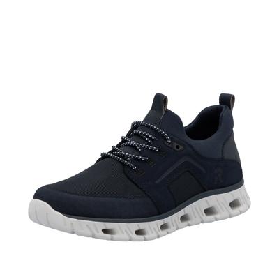 Slip-On Sneaker RIEKER SPORT, Herren, Gr. 43, blau (dunkelblau), Lederimitat, Textil, unifarben, sportlich, Schuhe, Freizeitschuh, Halbschuh, Slipper mit Anziehlaschen Image
