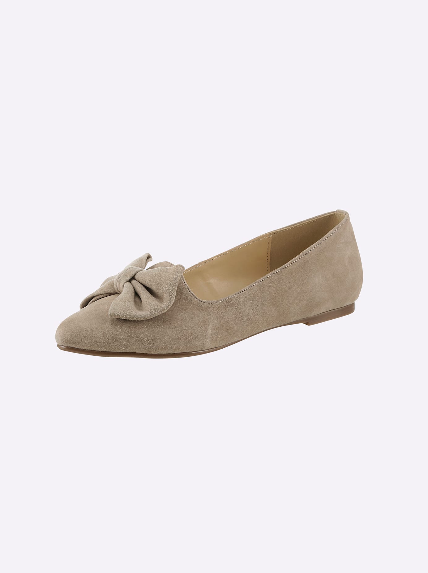 Ballerina ANDREA CONTI, Damen, Gr. 39, grau (taupe), Leder, Veloursleder, Schuhe